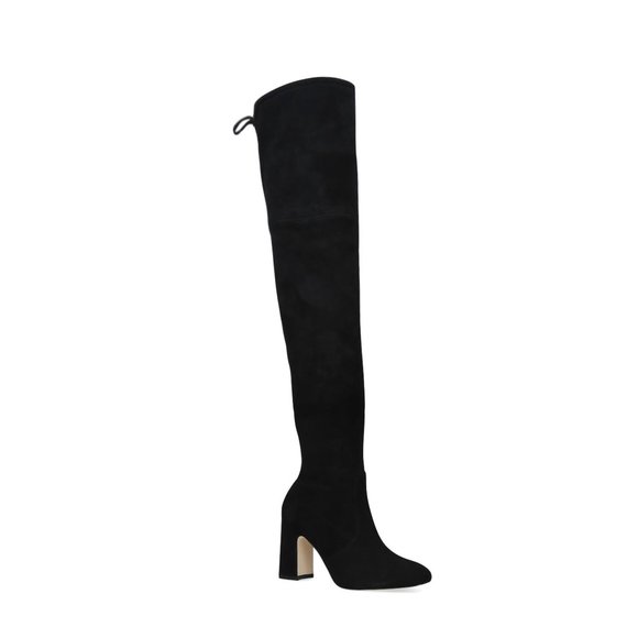 STUART WEITZMAN Black Suede OTK Over The Knee Kirstie Boots 90 Leather 4.5 34.5 - Picture 1 of 6